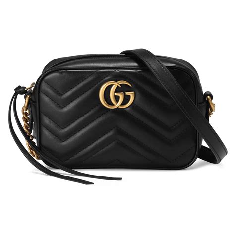 GG Marmont Mini Bag Matelassé in Black Leather .